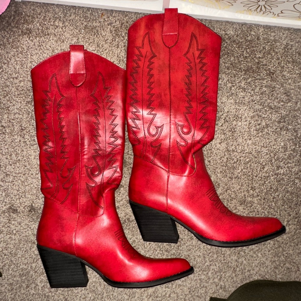 Mi.iM Red Heeled Cowboy Boots